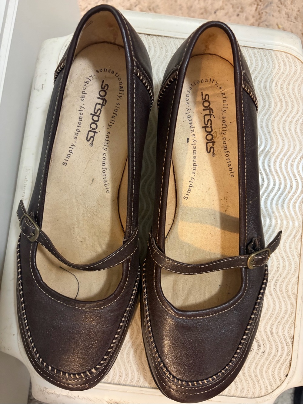 Softspots Brown Mary Jane Loafers with Strap